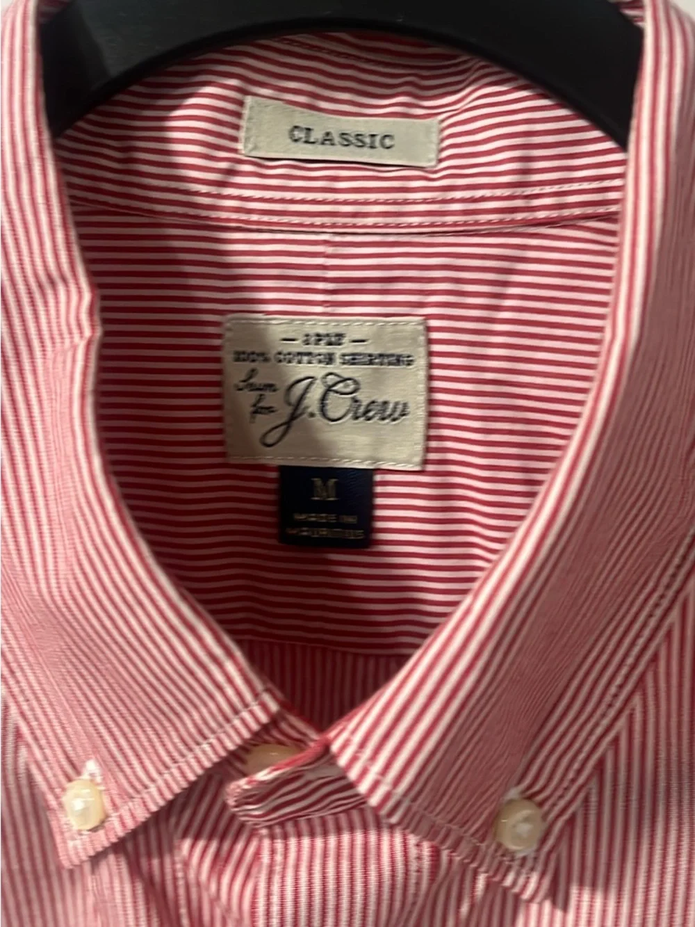 J. Crew Pink and White Fine-Striped Button-Down Shirt